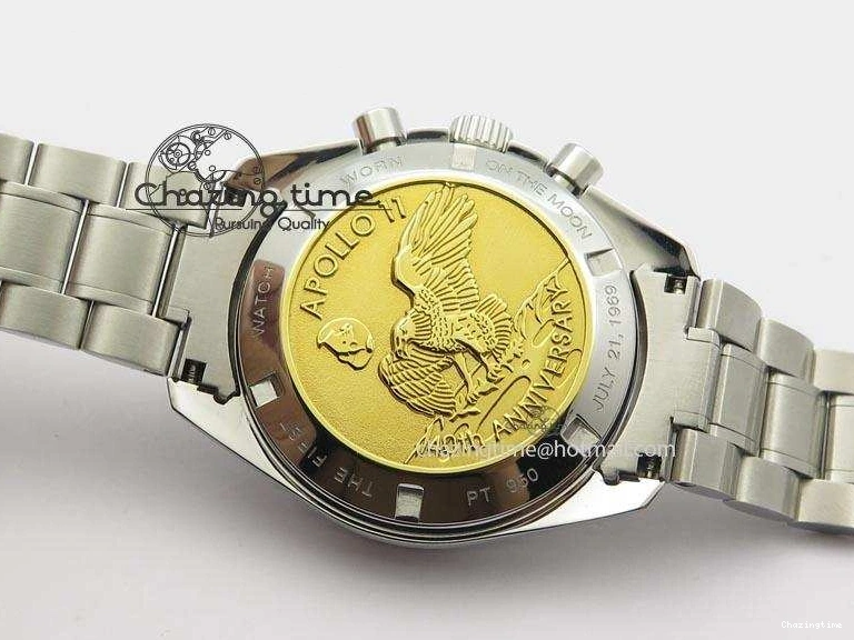 0315 Effortless Speedmaster Apollo 11 On SS Bracelet Manual Winding Chrono Movement 8225